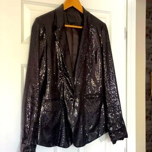 Black sequined blazer, size L